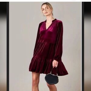 CeCe Women's Velvet Babydoll Dress Size large new